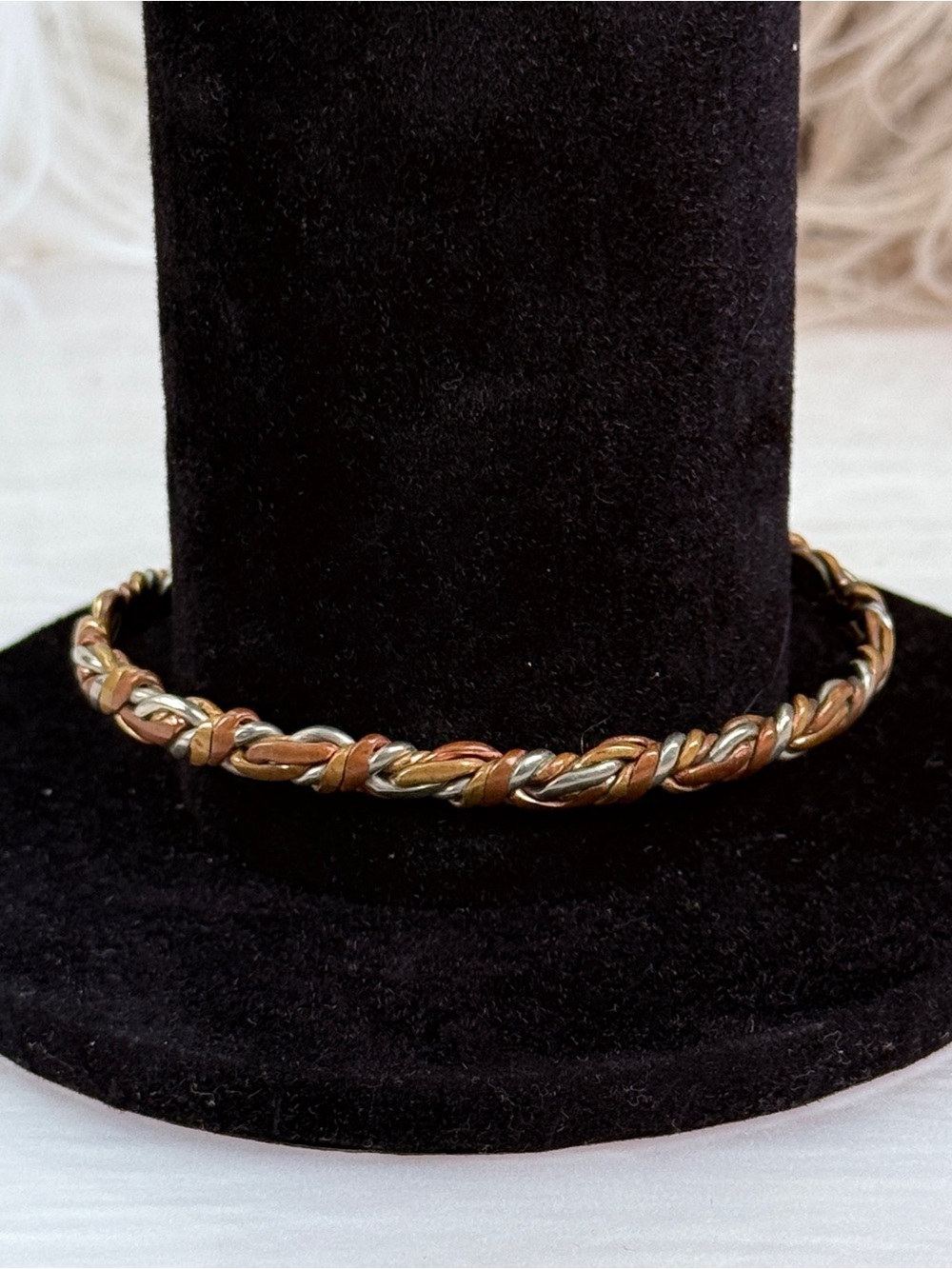 Vintage Twisted Mixed Metal Wide Cuff Bracelet Open Bangle Statement